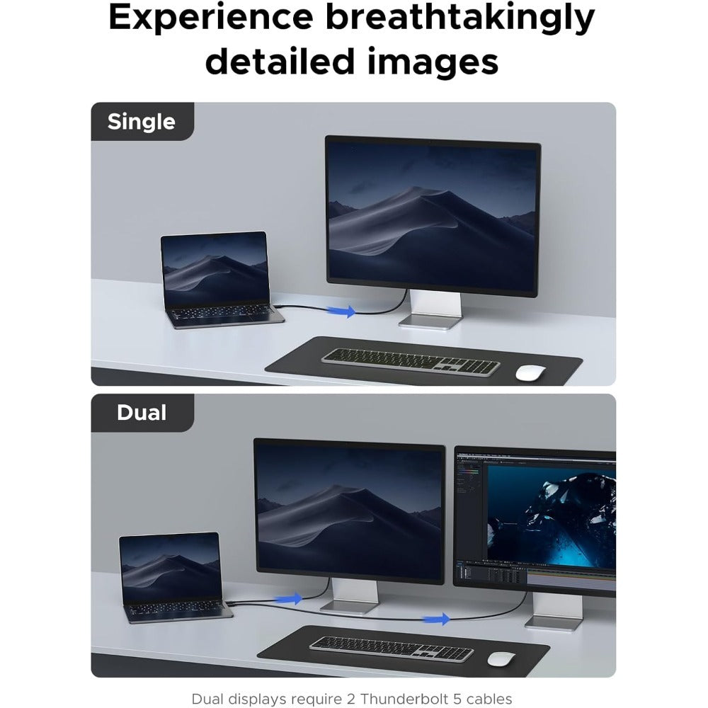 Ugreen, Intel Certified Thunderbolt 5 USB-C Male to Male Cable Support 16K Display, 240W with 120Gbps Data Transfer - L703 45996