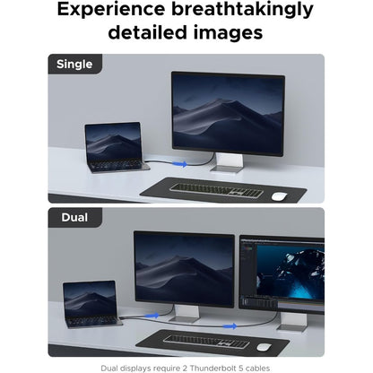 Ugreen, Intel Certified Thunderbolt 5 USB-C Male to Male Cable Support 16K Display, 240W with 120Gbps Data Transfer - L703 45996