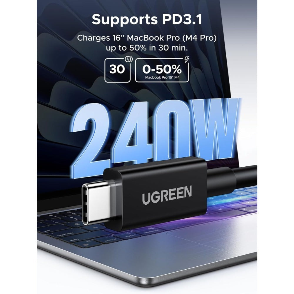 Ugreen, Intel Certified Thunderbolt 5 USB-C Male to Male Cable Support 16K Display, 240W with 120Gbps Data Transfer - L703 45996