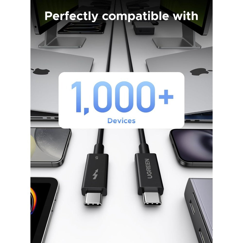 Ugreen, Intel Certified Thunderbolt 5 USB-C Male to Male Cable Support 16K Display, 240W with 120Gbps Data Transfer - L703 45996