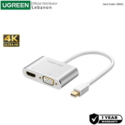 Ugreen, Thunderbolt 2.0 4K Mini Display Port Male to VGA + HDMI Female Converter - MD115 20421