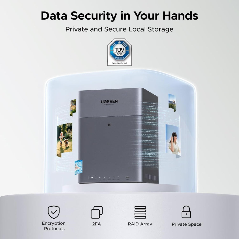 UGREEN DH4300 Plus 4-Bay NAS Personal Cloud Storage, Up to 120TB, 2.5GbE, 8GB RAM, AI Photos, HDMI 4K 60Hz (Diskless) - 85660