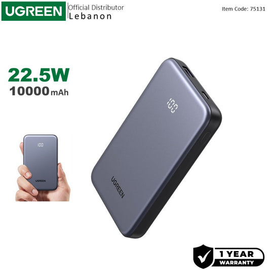 UGREEN Ultra Compact 10,000mAh Power Bank - 22.5W Fast Charging with Smart LED Display & Dual Output - PB507 75131B