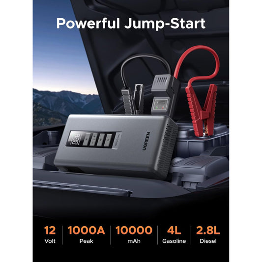 UGREEN 3-in-1 Emergency Roadside Tool, 1000A Car Jump Starter with 150 PSI Air Compressor & 10000mAh Power Bank - ES703 35978