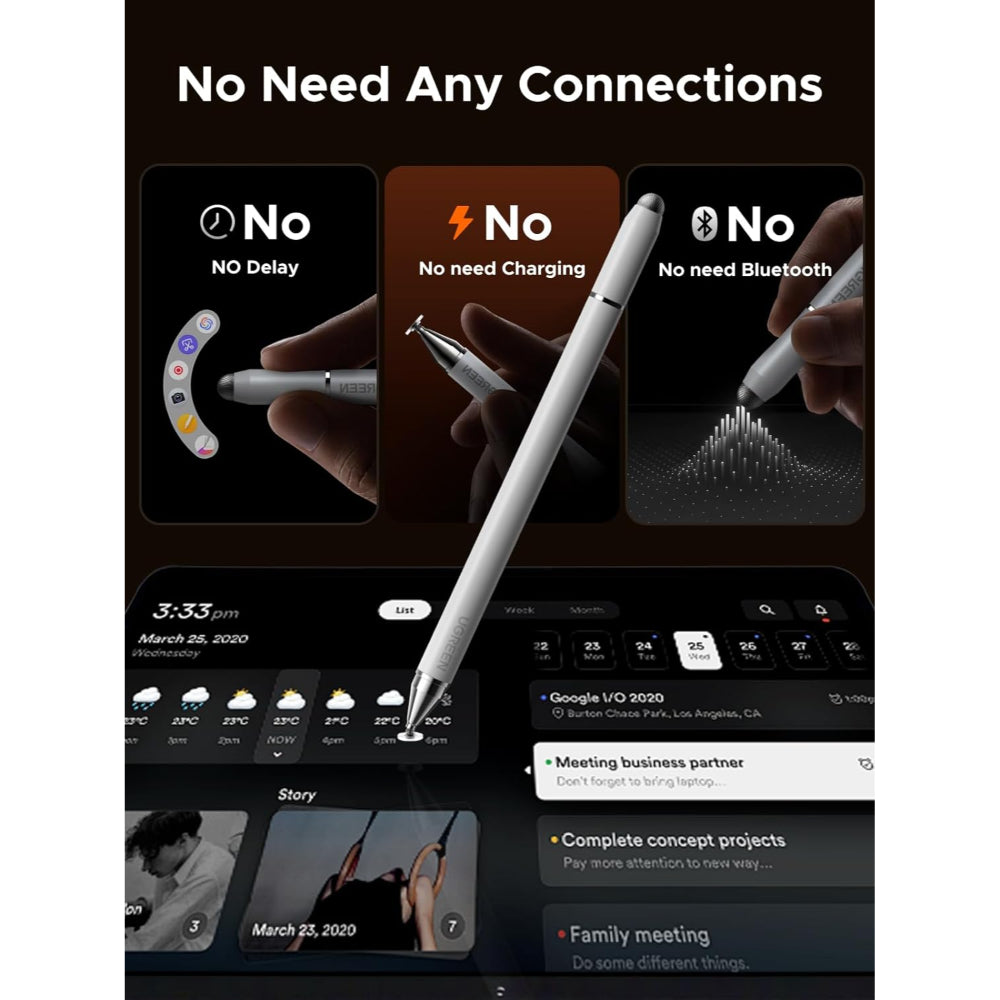 UGREEN Best 3in1 Capacitive Stylus pen, High-Precision, Flexible Tip, Highly Sensitive & Scratch Proof - LP952 65854