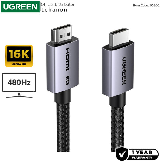 UGREEN 16K HDMI 2.2 Cable 96Gbps ? 8K@240Hz, 4K@480Hz, Dynamic HDR & eARC, Durable Braided & Aluminum Design - HD186 65900