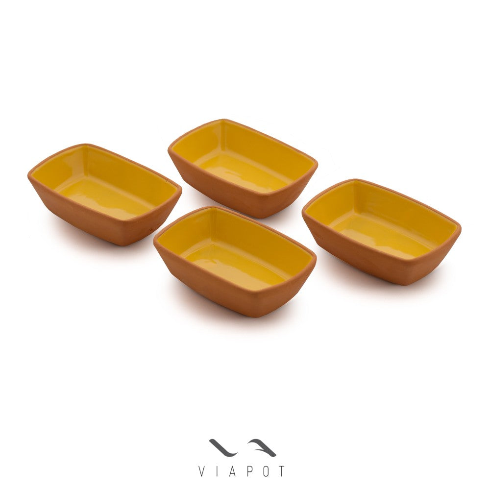Viapot, Rectangle Plate, 13X9X3.5 Cm, (Inner Color Glazed), 2 Pcs Set, Box