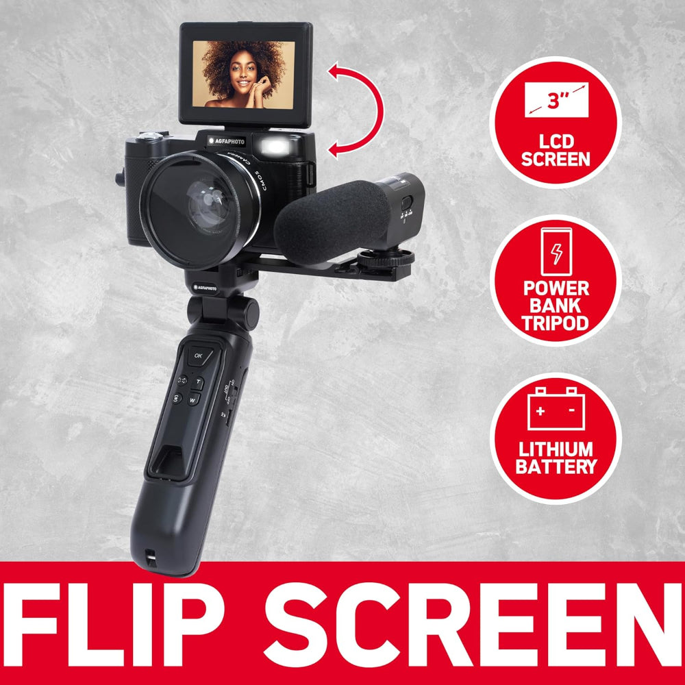 AGFA Pack Vlogging 4K Digital Camera Realishot , VLG4KDIG