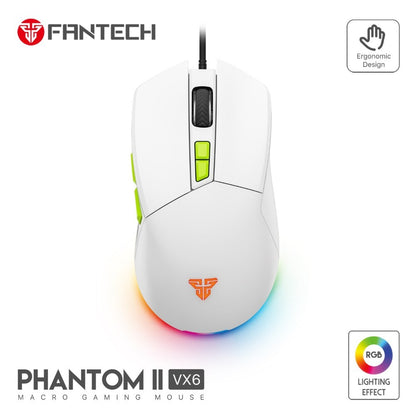 Fantech, Vx6 Phantom Ii Macro Rgb Gaming Mouse, Available in Different Colors