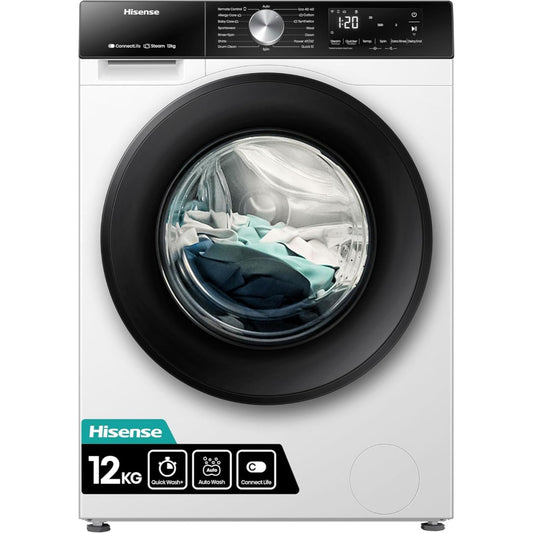 Hisense, Washer Front Load 12 Kg 1400 Rpm Steam Wifi White