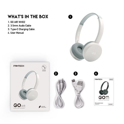 Fantech, Wh02 Go Wireless Headphones, Dual Mode Connection Bt5.0 & 3.5Mm Jack Gaming Headset (Gray), Available in Different Colors