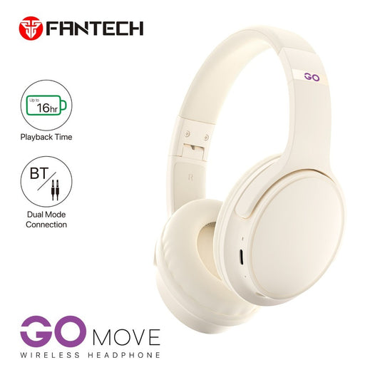 Fantech, Wh02 Go Wireless Headphones, Dual Mode Connection Bt5.0 & 3.5Mm Jack Gaming Headset (Gray), Available in Different Colors