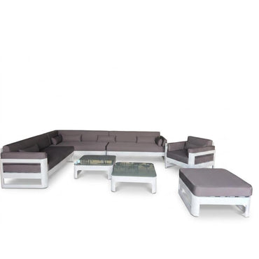 Corner Outdoor Sofa Set with Bergere Chair, Tables & Pouf, 1010818