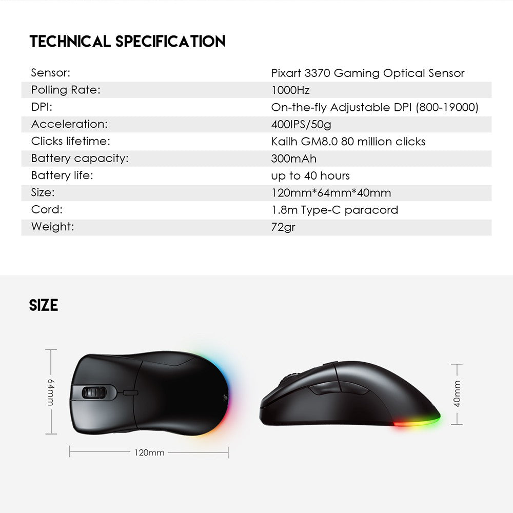 Fantech, Xd5 Helios Go Wireless Gaming Mouse, Available in Different Colors