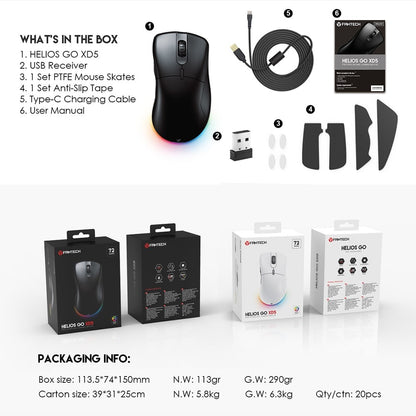 Fantech, Xd5 Helios Go Wireless Gaming Mouse, Available in Different Colors
