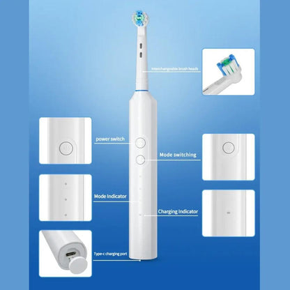 MDHL, Y2 Electric Toothbrush – Acoustic Vibration, 5-Speed, IPX7 Waterproof, Fast Charging, 2 Brush Heads - [White], Y2